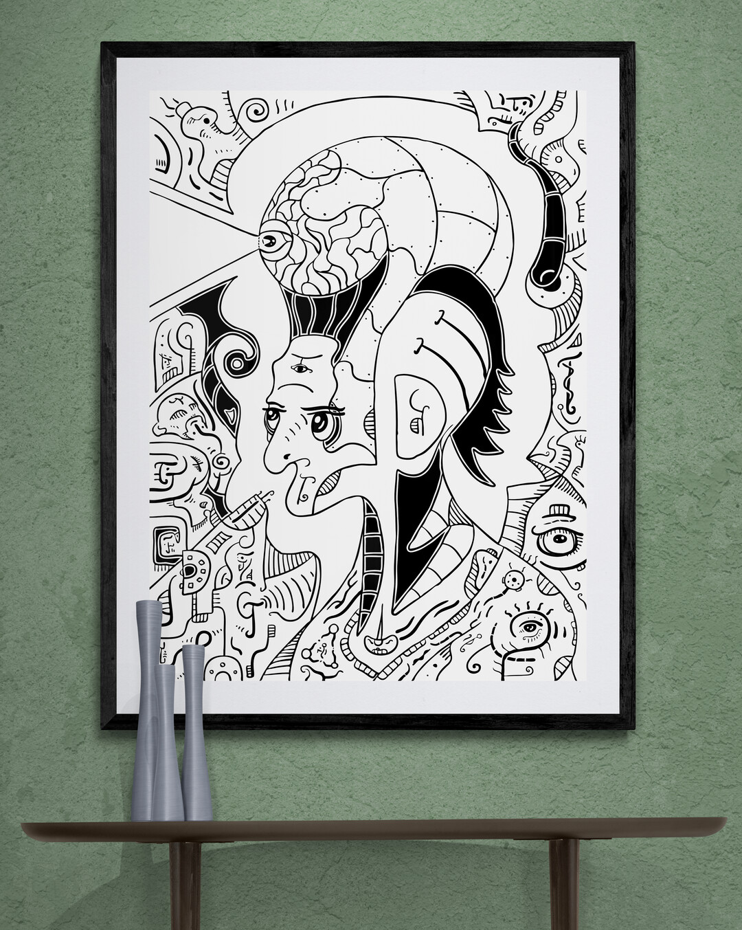 Brain - Poster, Pop-Surrealism, Black And White Art image