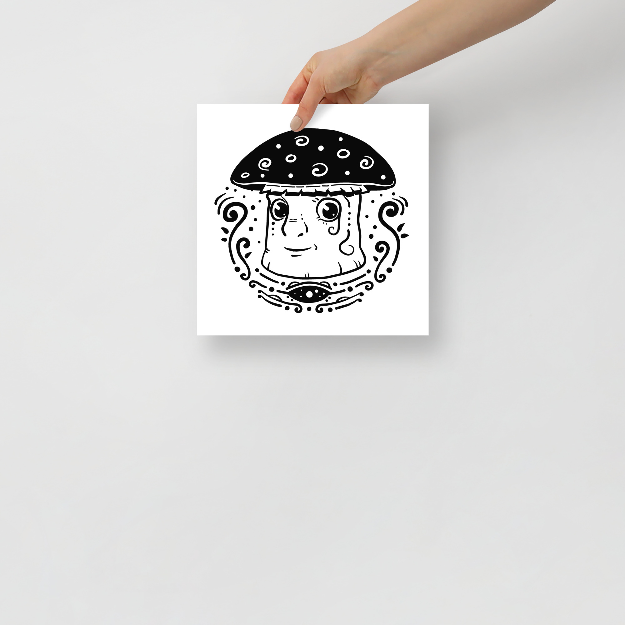 Psychedelic Mushrooms - Poster, Pop-Surrealism, Black And White Art - 10×10 image