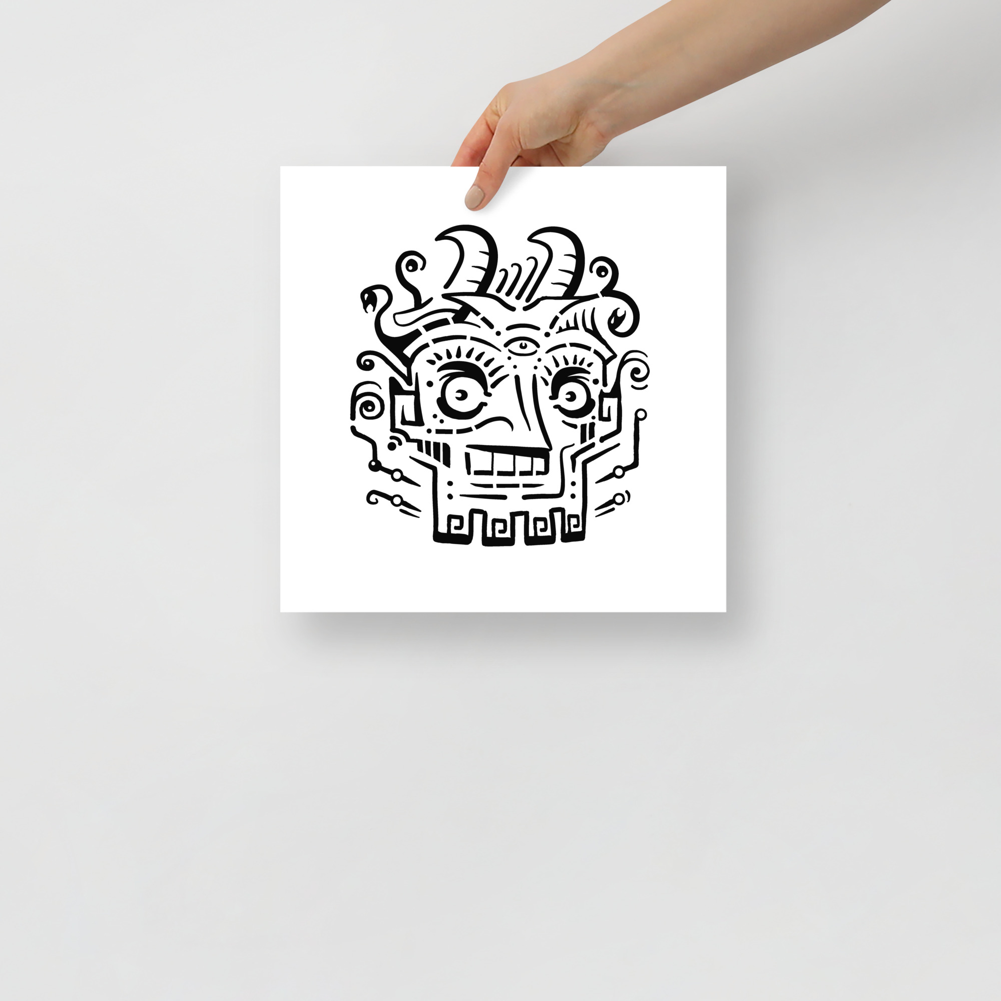 Voodoo - poster, popsürrealism, mustvalge kunst - 12×12 pilt