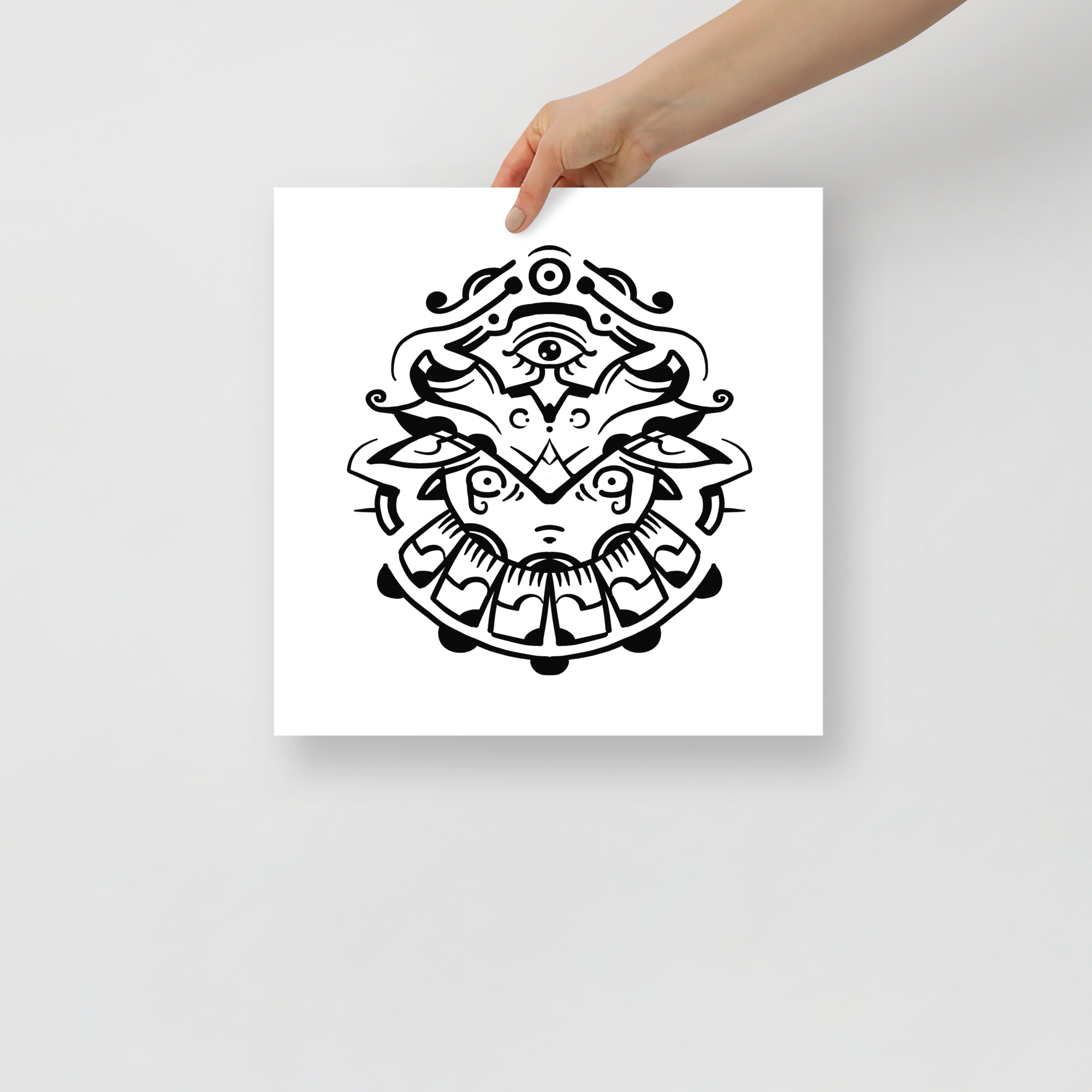 Oni - Poster, Pop-Surrealism, Black And White Art - 14×14 image