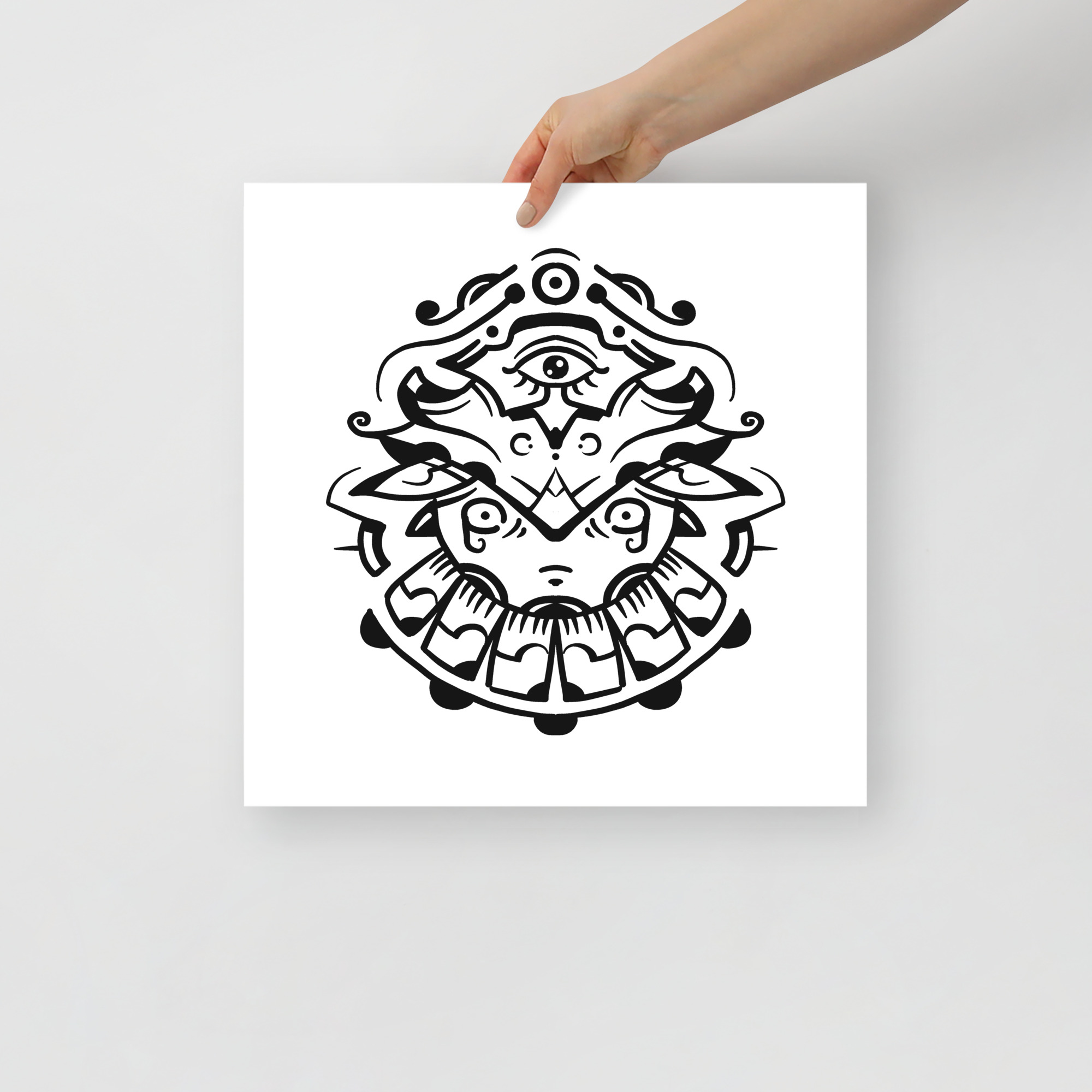 Oni - Poster, Pop-Surrealism, Black And White Art - 16×16 image