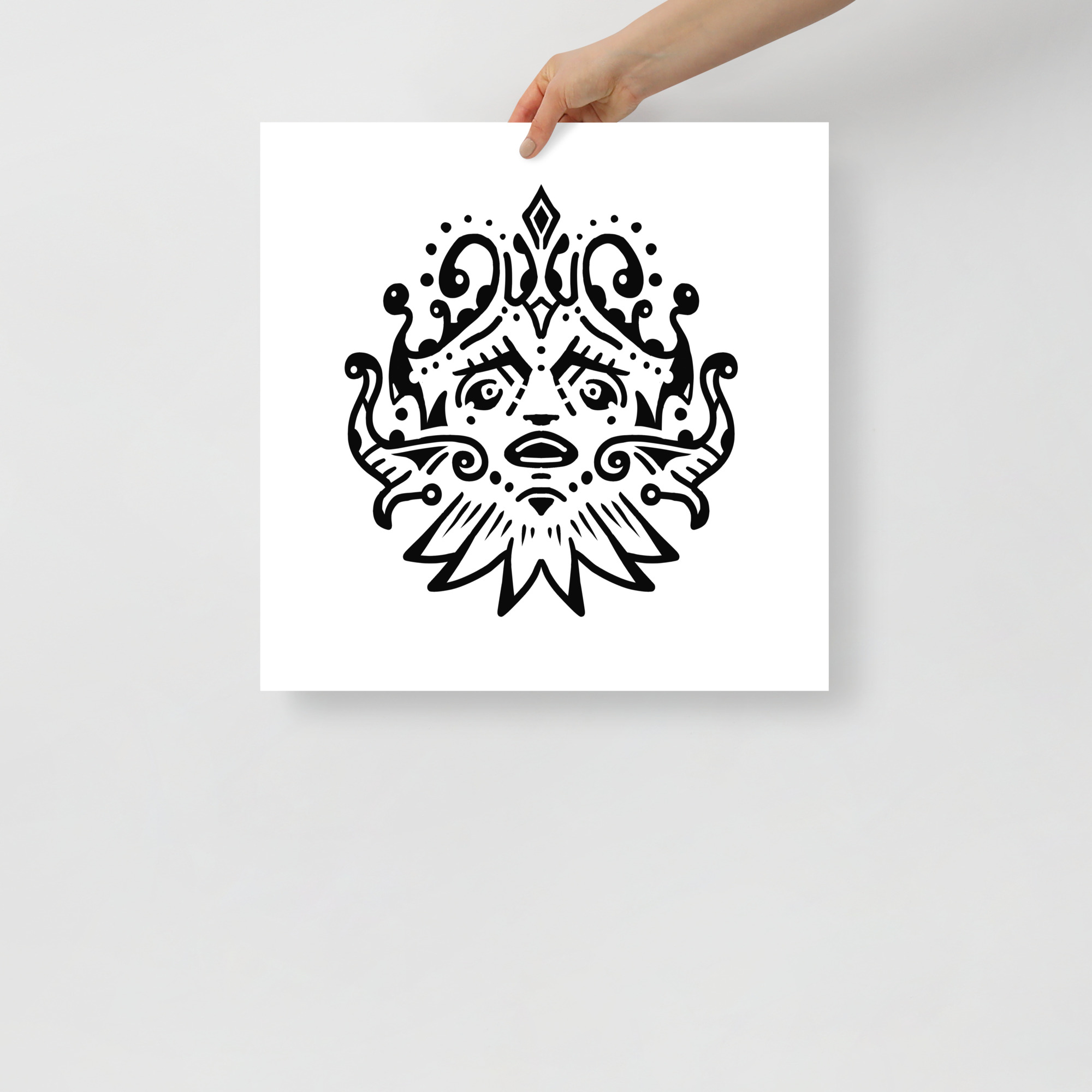 Druid Poster - Poster, Pop-Surrealism, Black And White Art - 18×18 image