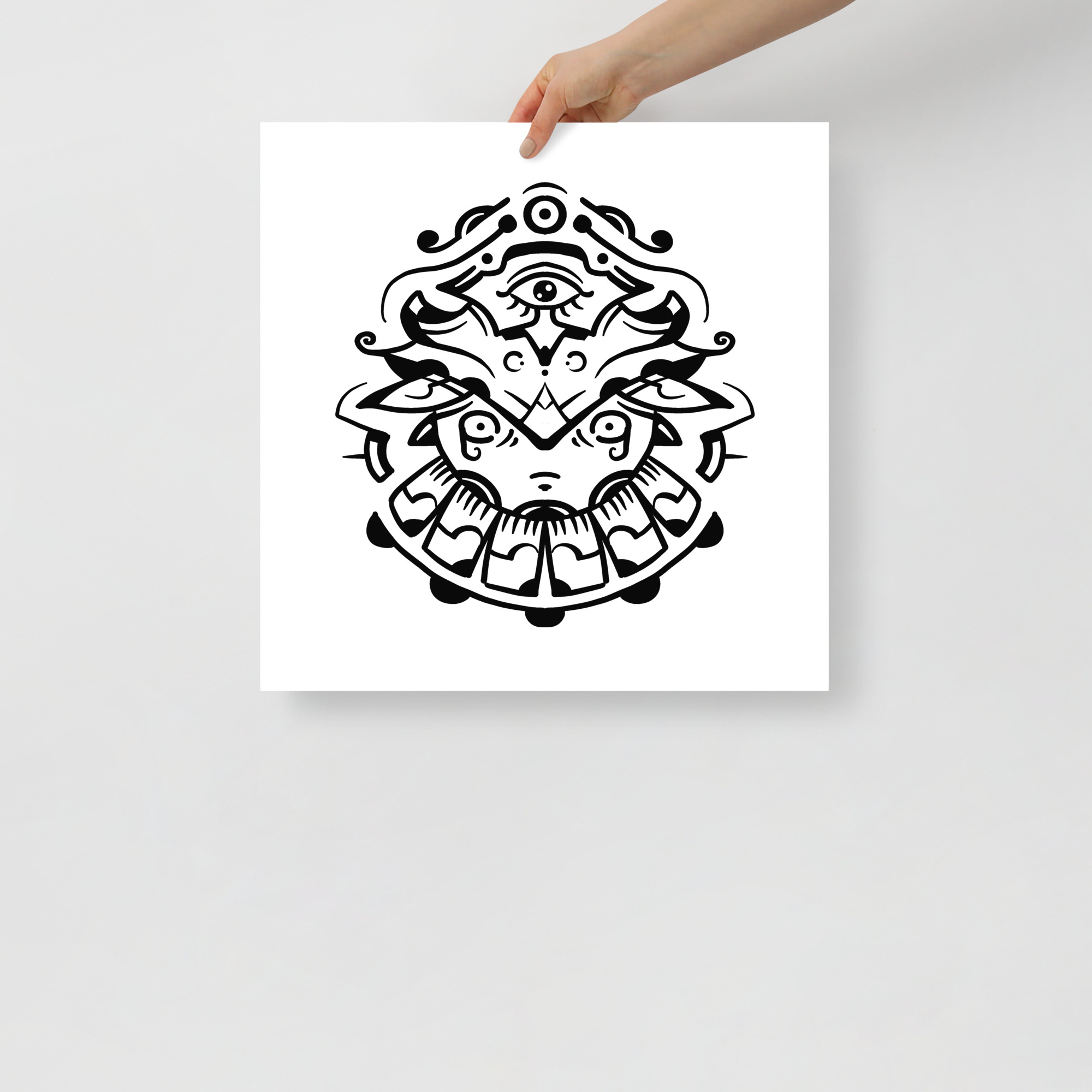 Oni - Poster, Pop-Surrealism, Black And White Art - 18×18 image