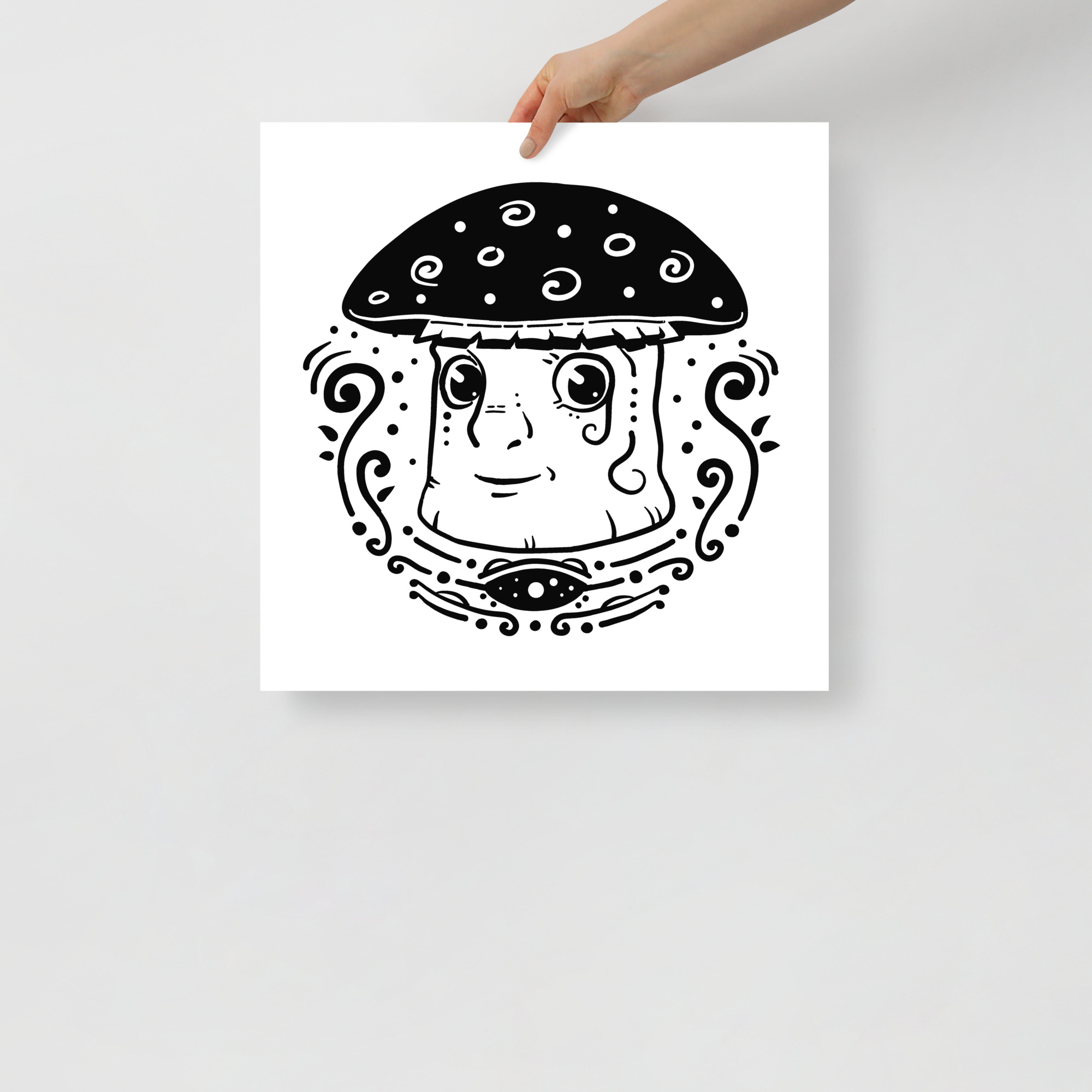 Psychedelic Mushrooms - Poster, Pop-Surrealism, Black And White Art - 18×18 image