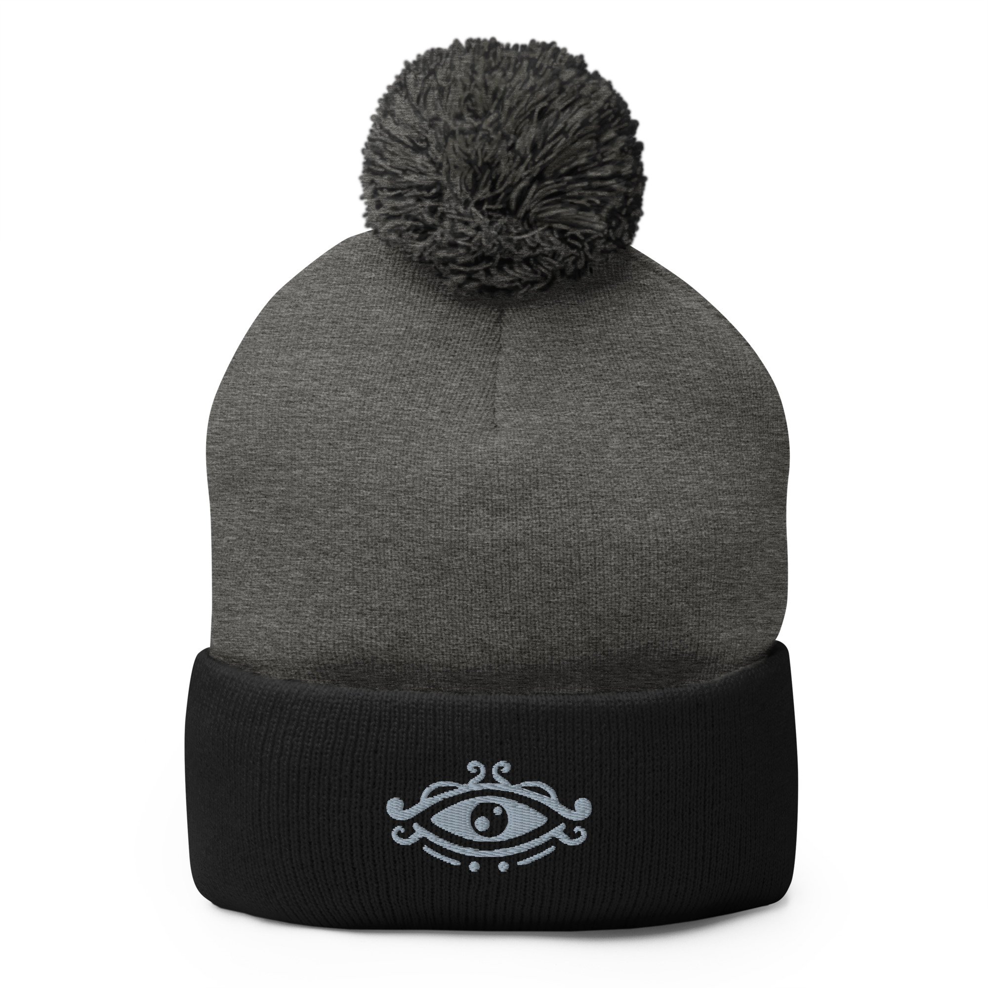 Pom-Pom Beanie - The Eye - Dark Heather Grey/ Black image