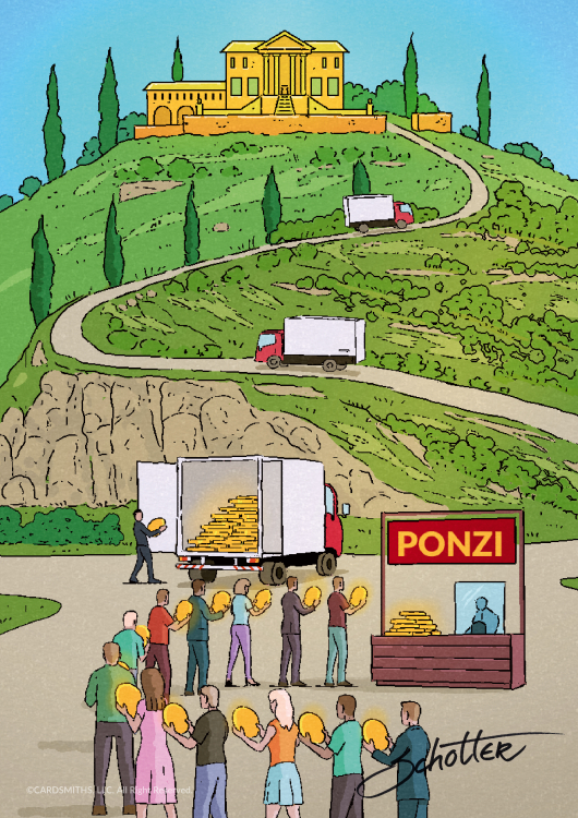 Ponzi skeemi kaardiposter - Erki Schotteri käsitsi allkirjastatud pilt