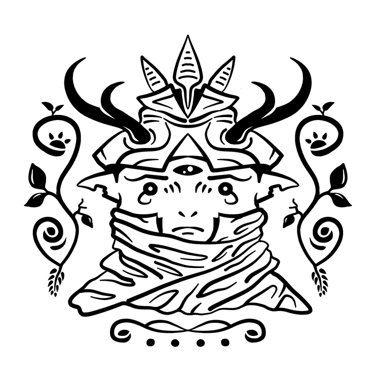 Wood Elf surreal symbolic line illustration by Sotuland